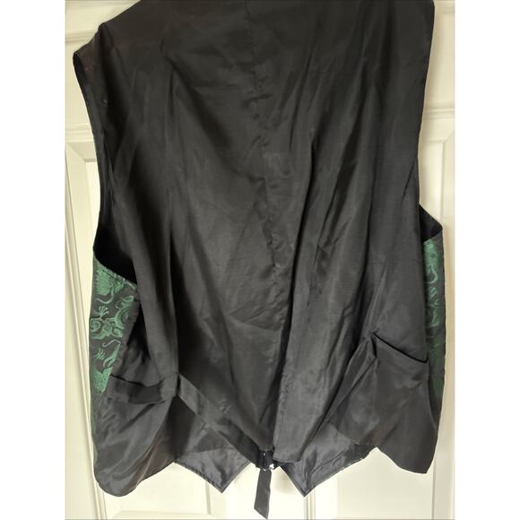 Wah Maker Frontier Clothing Vest Men XL 48 Green/black Paisly Waistcoat USA Made - Picture 7 of 14